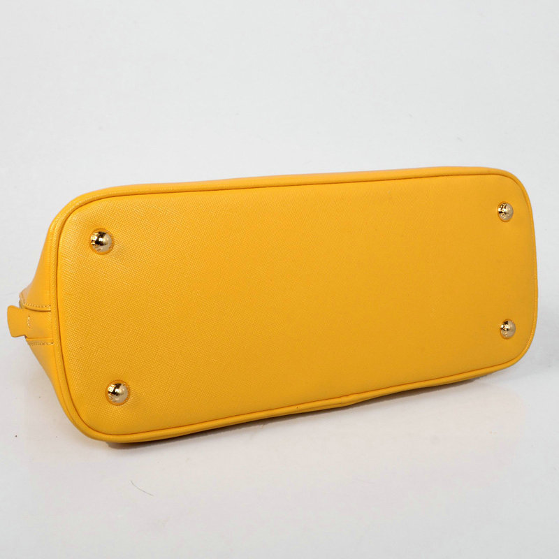 2014 Prada Shiny Saffiano Leather Top Handle Bag BL0837 yellow